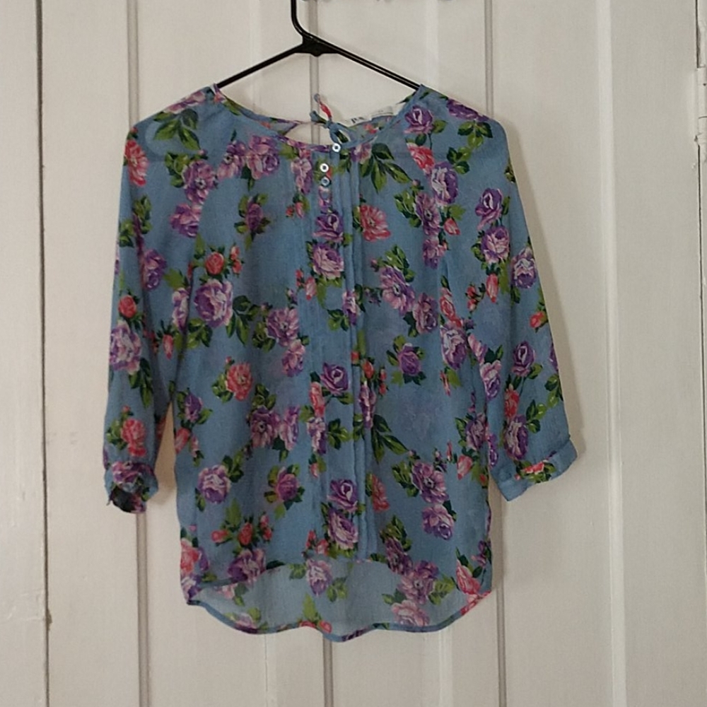 Blue Floral Capri Top